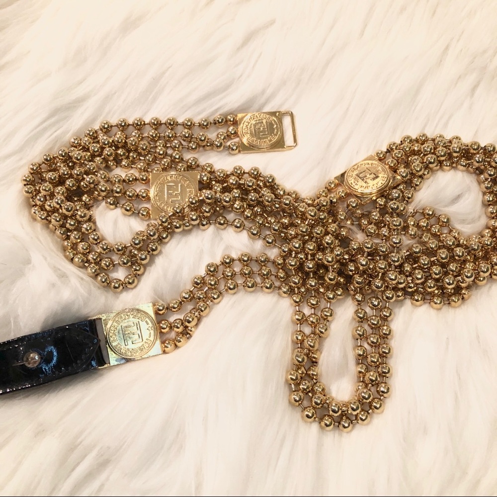 Vintage Fendi Gold Chain Beaded Wrap Belt